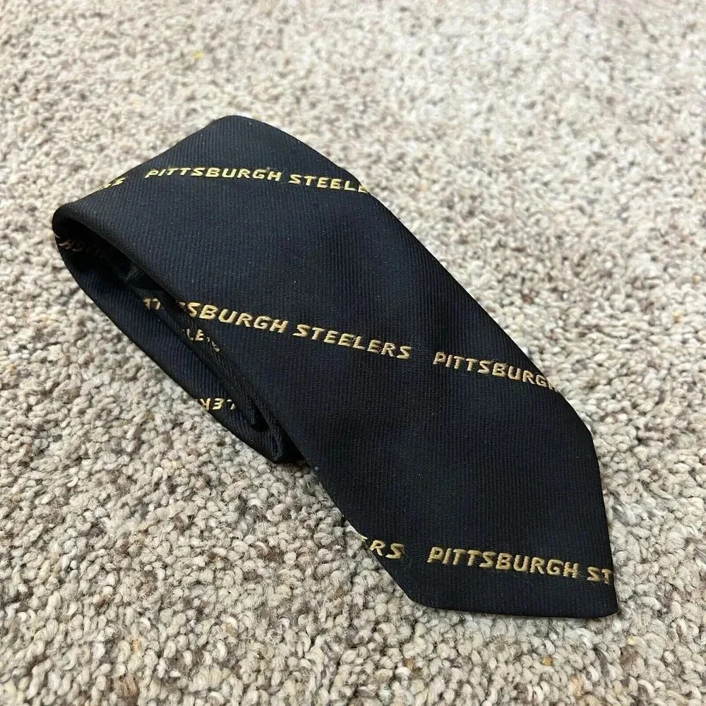 Pittsburgh Steelers NFL Football Fathers Day Tie Black Gold Necktie Sports Fan‎